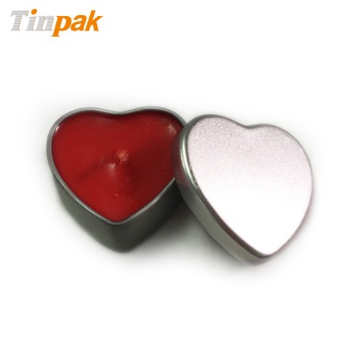 Cheap Seamless Heart Shape Candle Tin container with flat lid